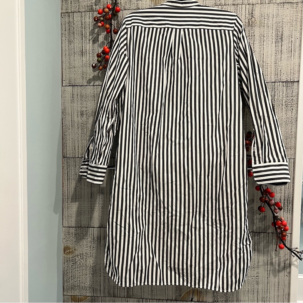 Everlane Black and White Striped Shirt Dress - Picture 7 of 8